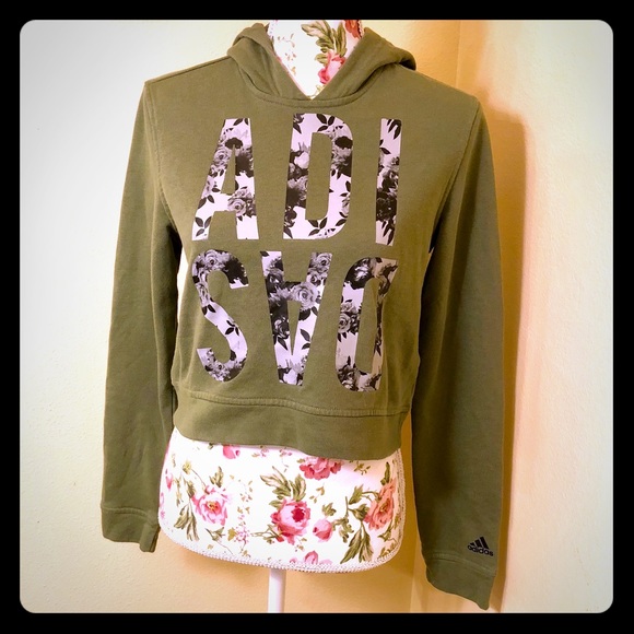 adidas Tops - ADIDAS Floral Crop Hoodie